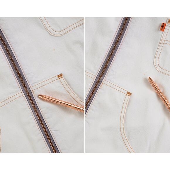 Vintage 1970s Jacket 70s LEVIS Orange Tab White Cotton Denim Hooded Zip Up Boho - Picture 10 of 10